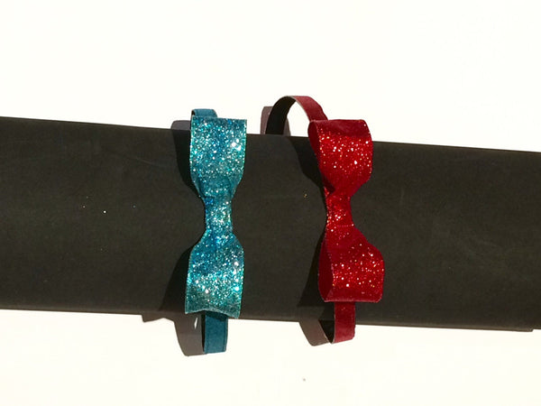 Fuchsia Glitter Bow Non-Slip Headband - Rock City Skirts