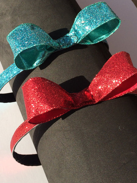 "Snow White" Red Glitter Bow Non-Slip Headband - Rock City Skirts